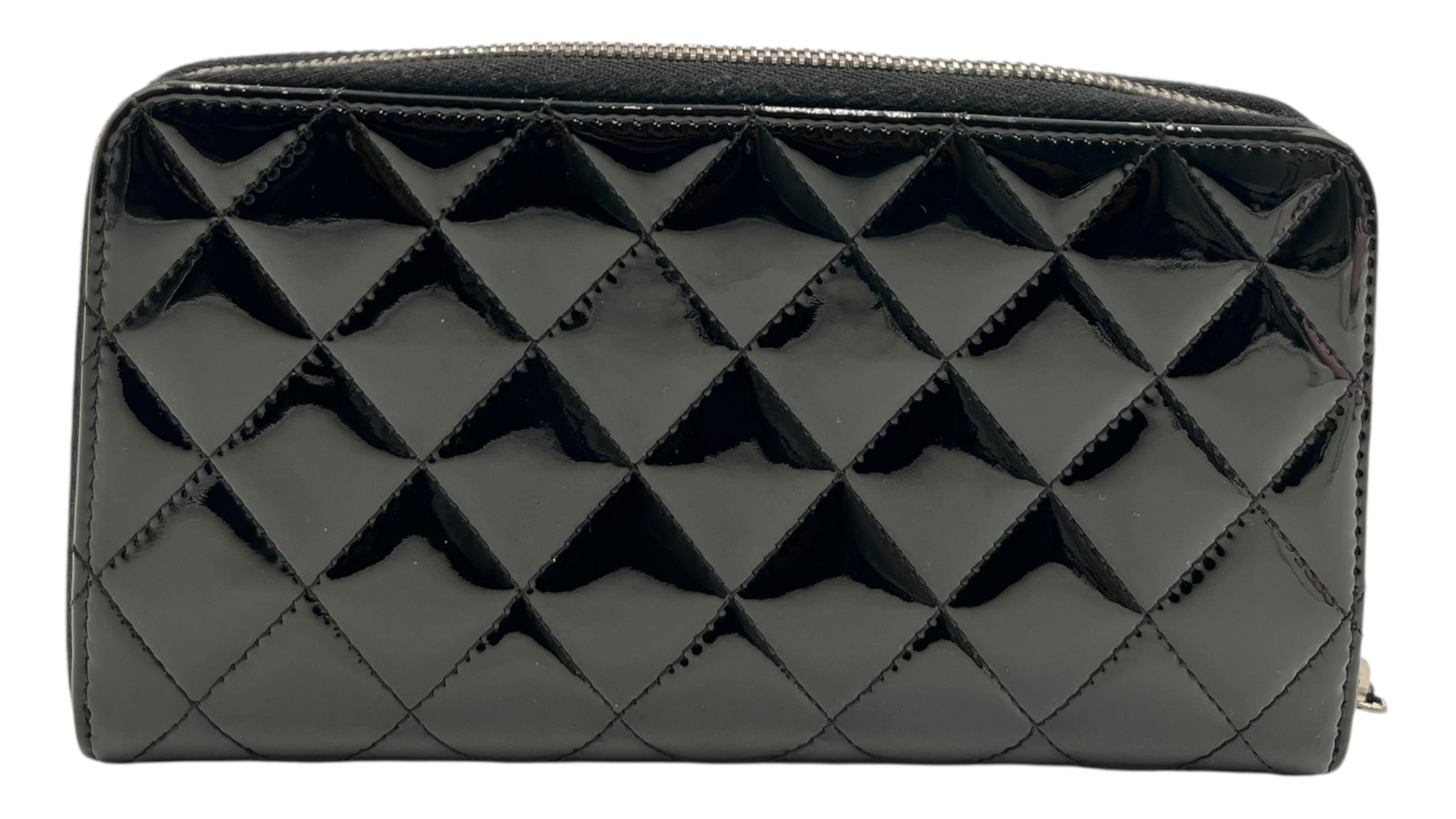 CHANEL INTERLOCKING CC LOGO PATENT LEATHER CONTINENTAL WALLET