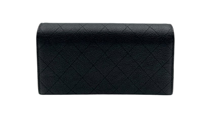 CHANEL BLACK CAVIAR CC WALLET WITH BLACK AND GOLD CC