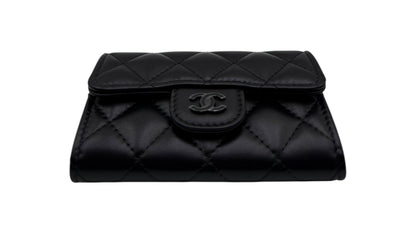 CHANEL BLACK LAMBSKIN CF COIN PURSE