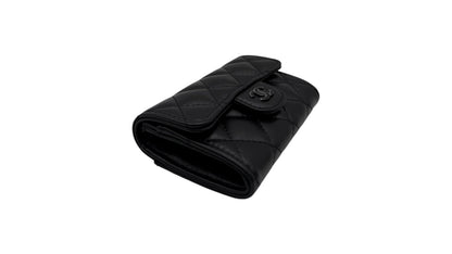 CHANEL BLACK LAMBSKIN CF COIN PURSE