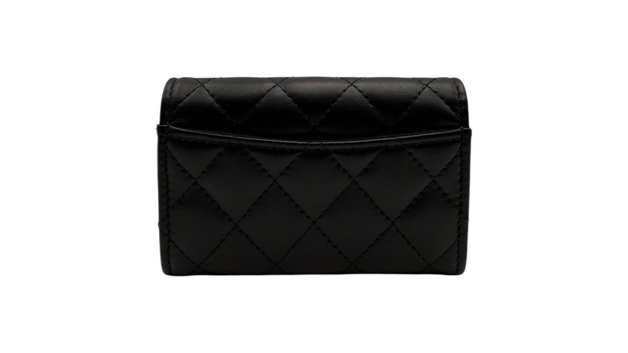CHANEL BLACK LAMBSKIN CF COIN PURSE