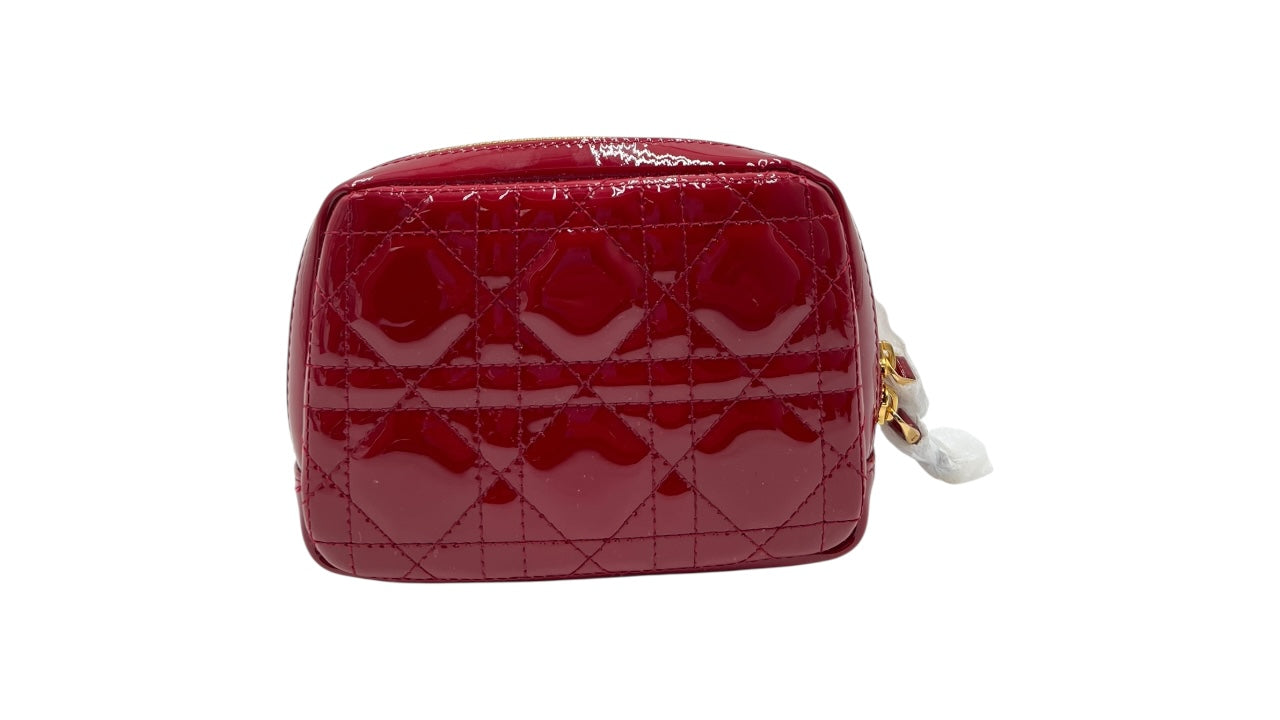 DIOR RED PATENT LEATHER ZIPPY WALLET