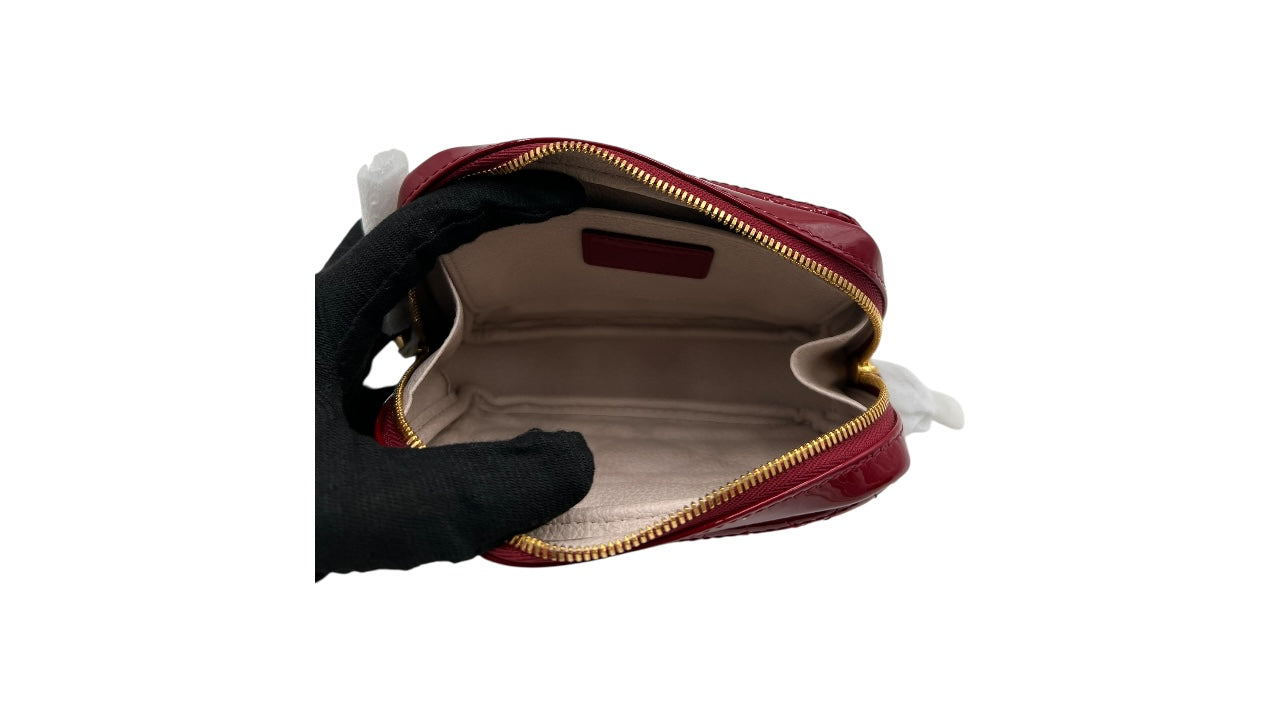 DIOR RED PATENT LEATHER ZIPPY WALLET