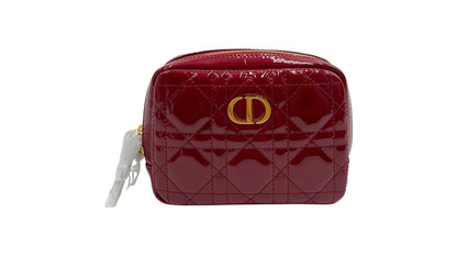 DIOR RED PATENT LEATHER ZIPPY WALLET