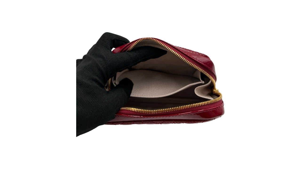 DIOR RED PATENT LEATHER ZIPPY WALLET