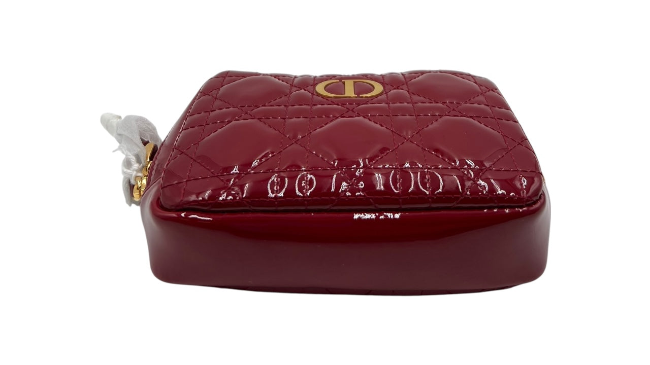 DIOR RED PATENT LEATHER ZIPPY WALLET