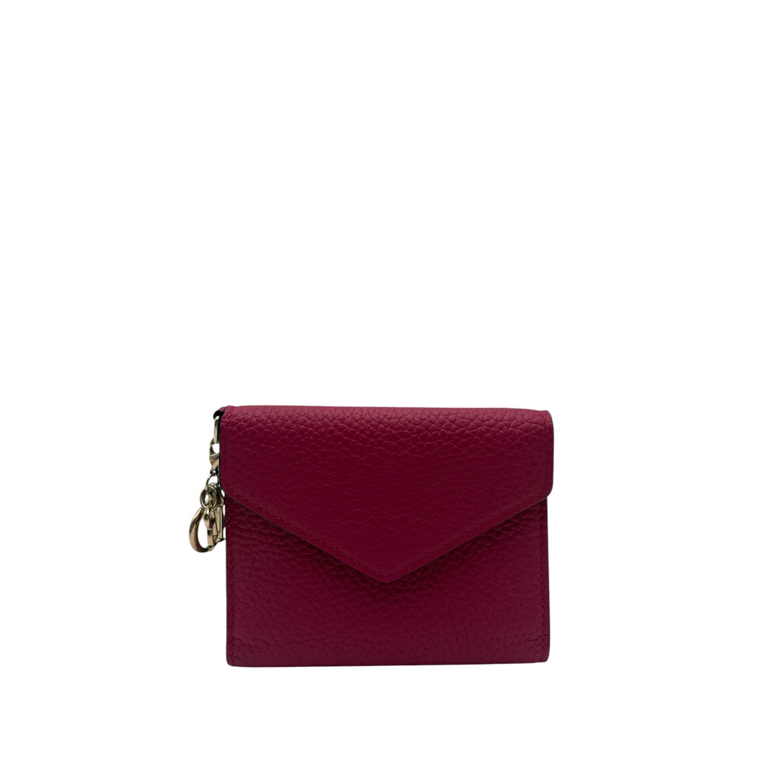 DIOR DIORISSIMO COMPACT GRAINED LEATHER WALLET PINK