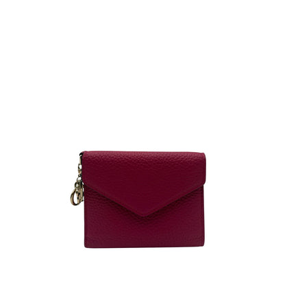 DIOR DIORISSIMO COMPACT GRAINED LEATHER WALLET PINK