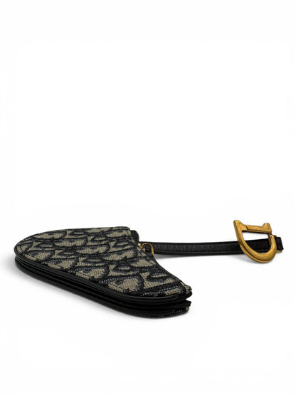 DIOR OBLIQUE SADDLE COIN PURSE NAVY