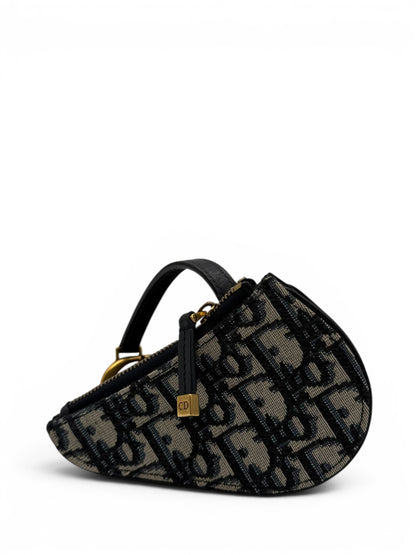 DIOR OBLIQUE SADDLE COIN PURSE NAVY