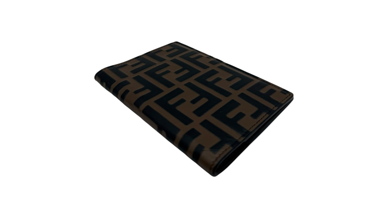 FENDI PASSPORT COVER ZUCCA F PRINT BROWN