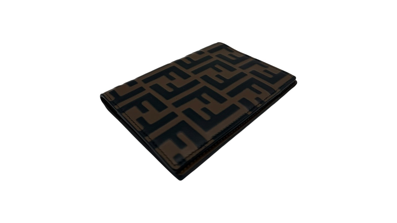 FENDI PASSPORT COVER ZUCCA F PRINT BROWN