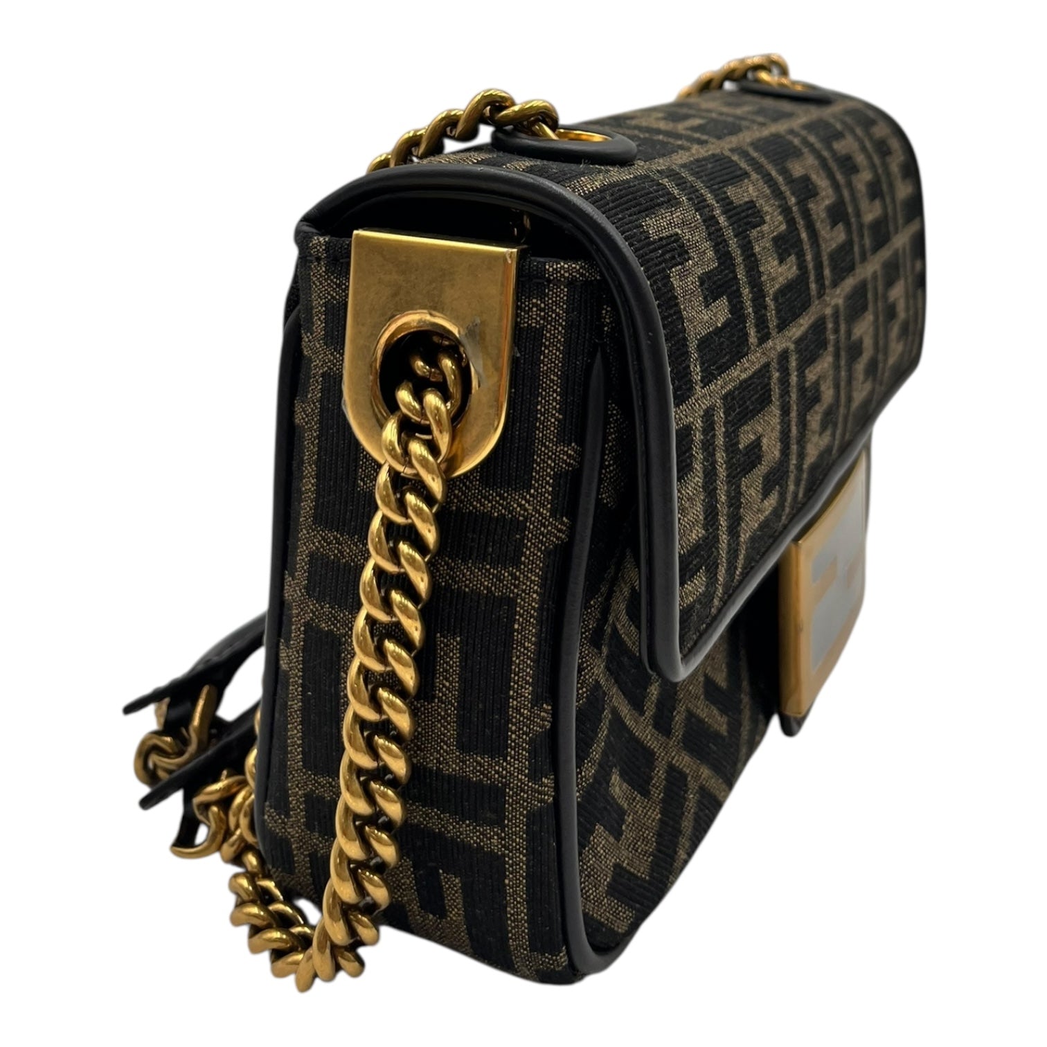 FENDI BROWN FF JACQUARD BAGUETTE FABRIC BAG MINI