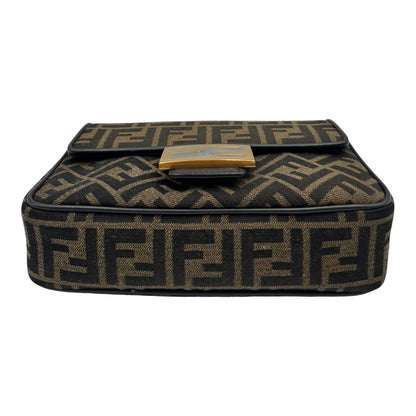 FENDI BROWN FF JACQUARD BAGUETTE FABRIC BAG MINI