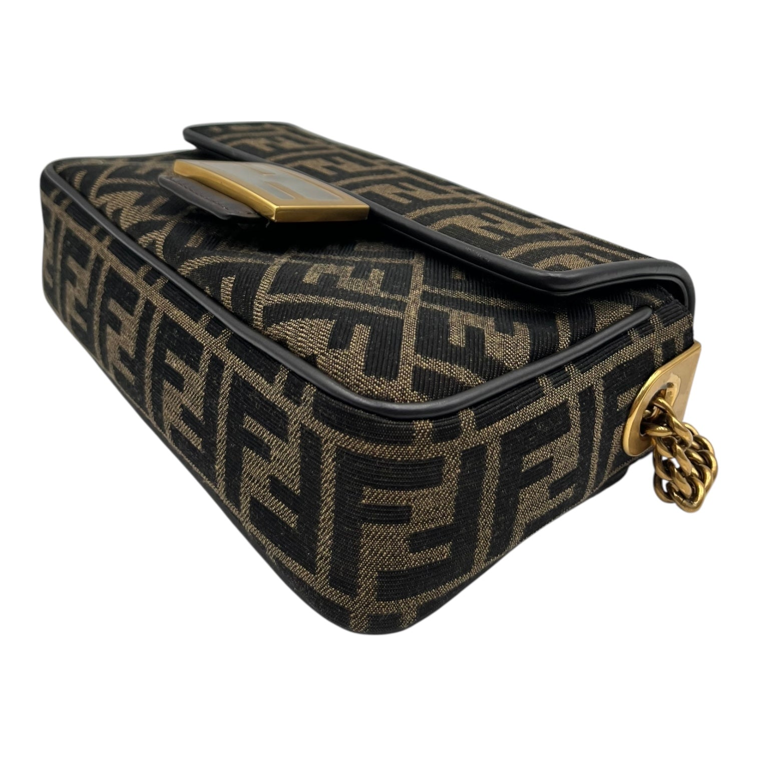 FENDI BROWN FF JACQUARD BAGUETTE FABRIC BAG MINI