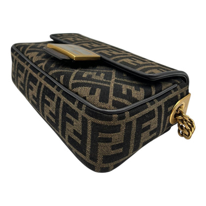 FENDI BROWN FF JACQUARD BAGUETTE FABRIC BAG MINI