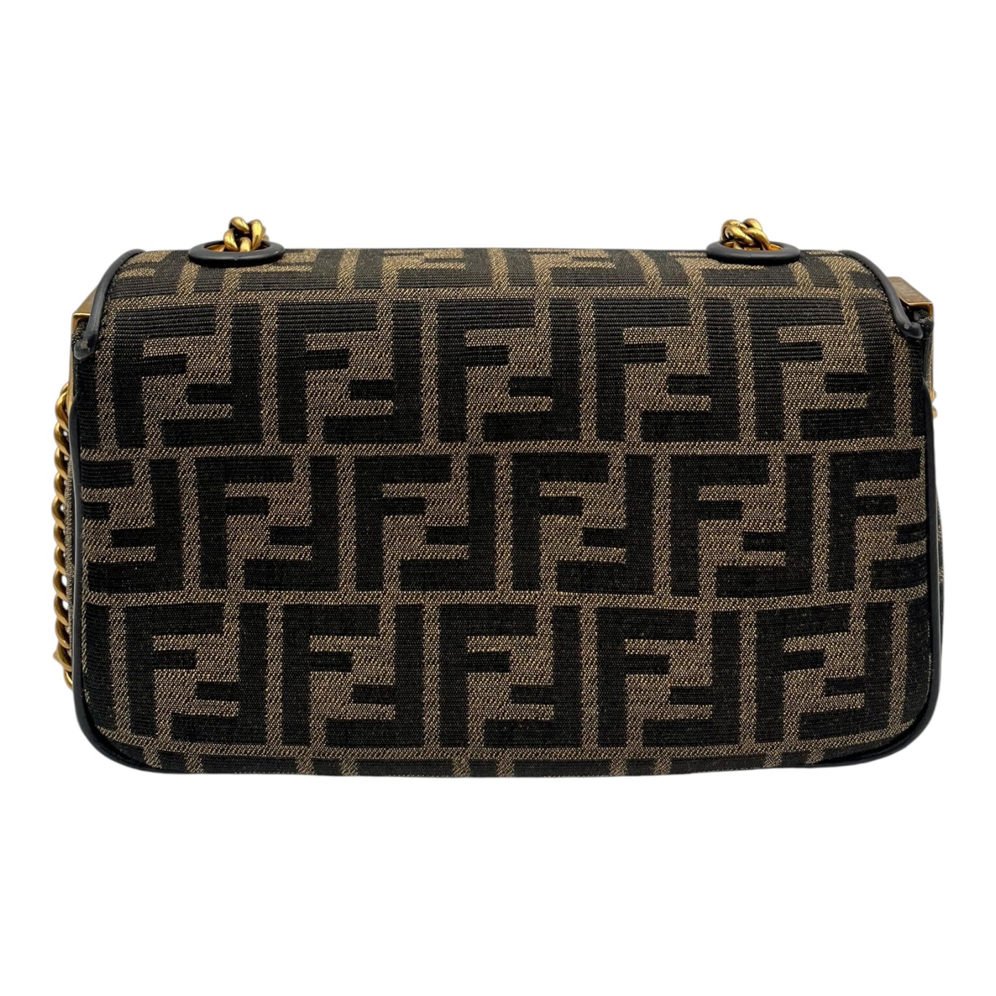 FENDI BROWN FF JACQUARD BAGUETTE FABRIC BAG MINI