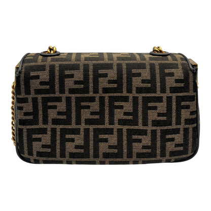 FENDI BROWN FF JACQUARD BAGUETTE FABRIC BAG MINI