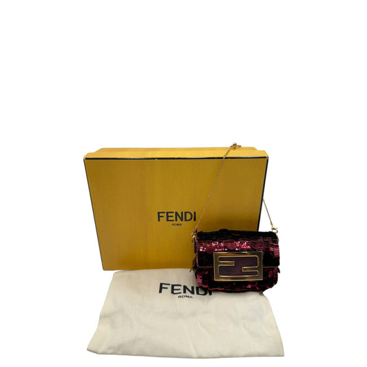 FENDI CHAIN BAGUETTE CHARM BAG SEQUINS NANO