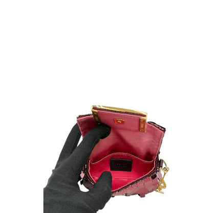 FENDI CHAIN BAGUETTE CHARM BAG SEQUINS NANO