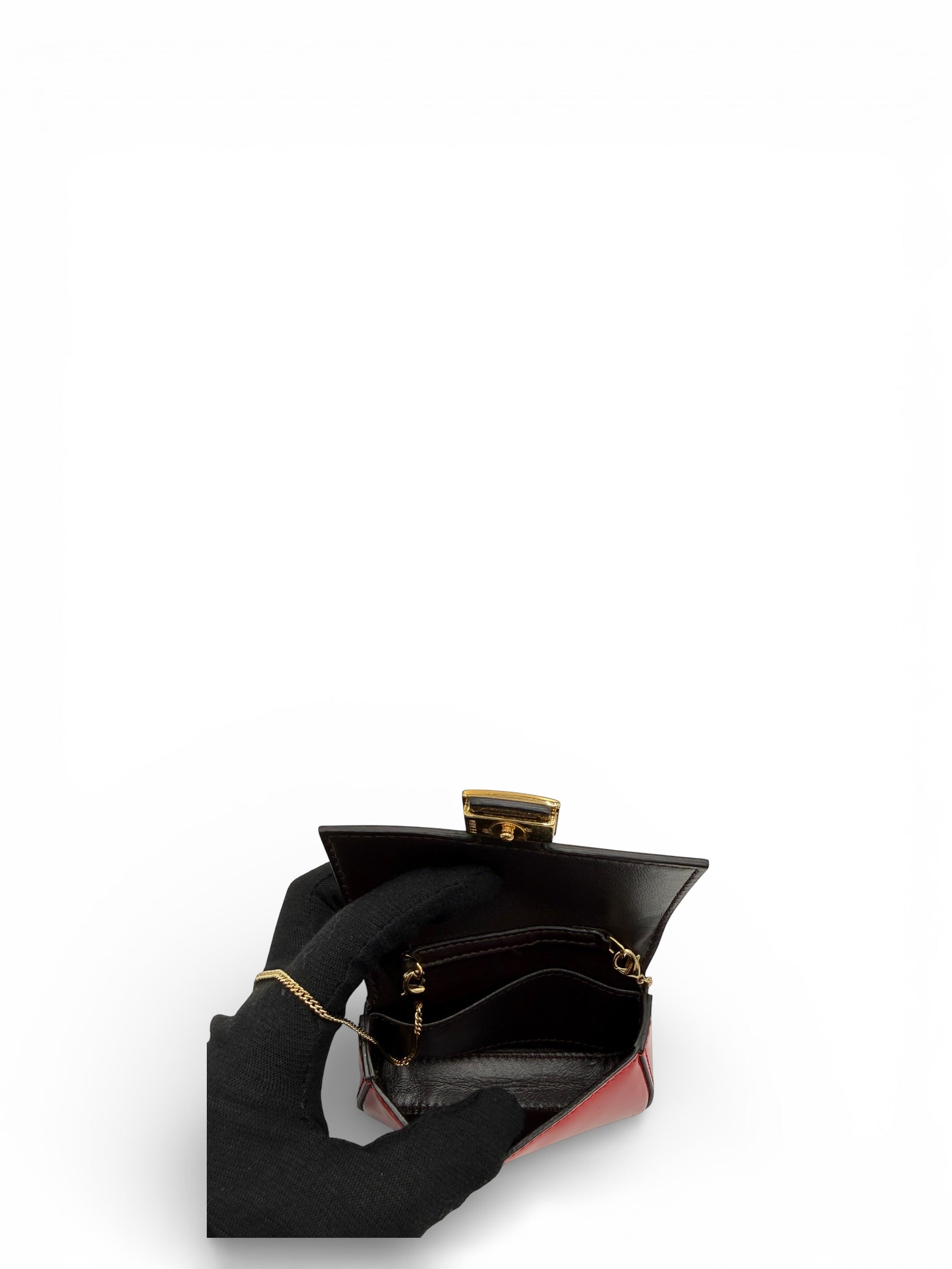 FENDI BAGUETTE RED PATENT LEATHER BAG CHARM