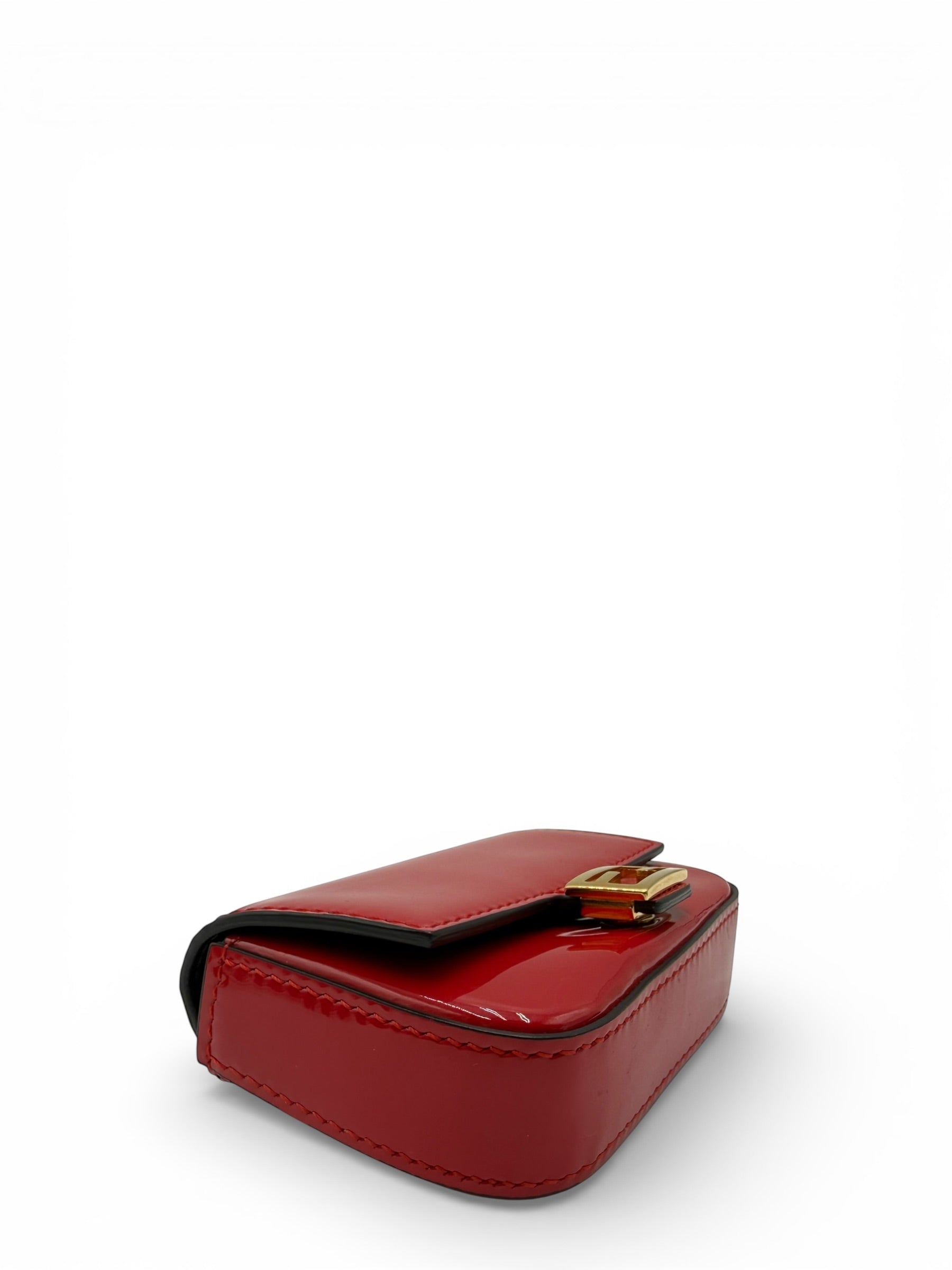 FENDI BAGUETTE RED PATENT LEATHER BAG CHARM