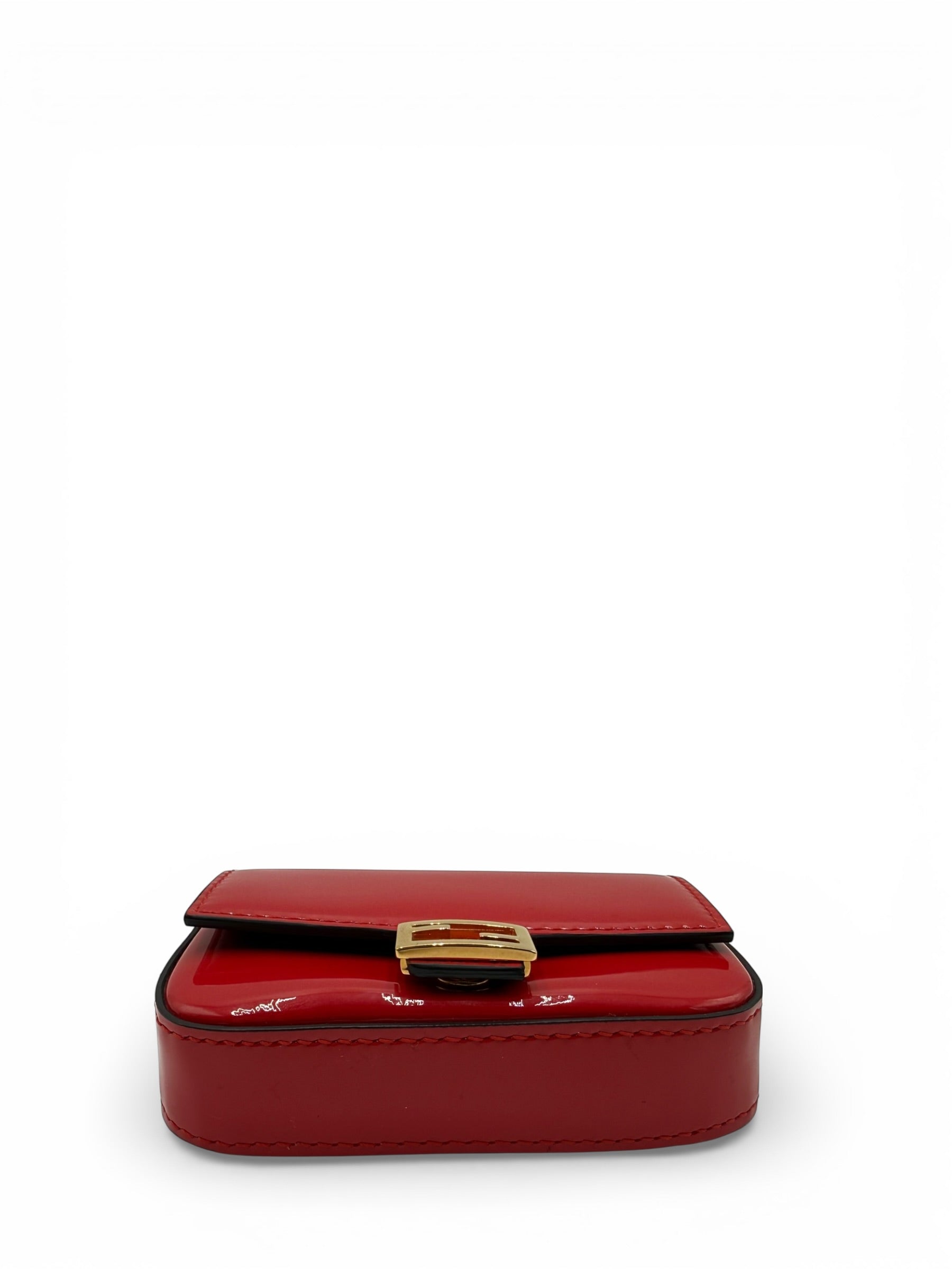 FENDI BAGUETTE RED PATENT LEATHER BAG CHARM