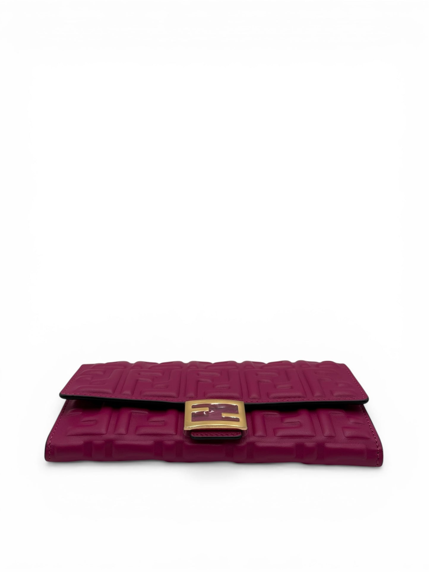 FENDI BAGUETTE ROSE PURPLE LAMBSKIN WALLET ON CHAIN