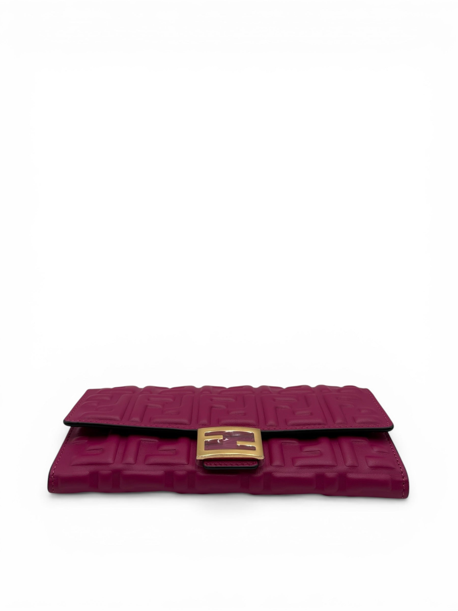 FENDI BAGUETTE ROSE PURPLE LAMBSKIN WALLET ON CHAIN