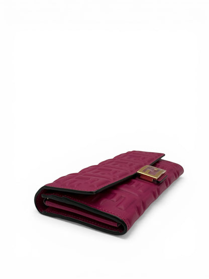 FENDI BAGUETTE ROSE PURPLE LAMBSKIN WALLET ON CHAIN