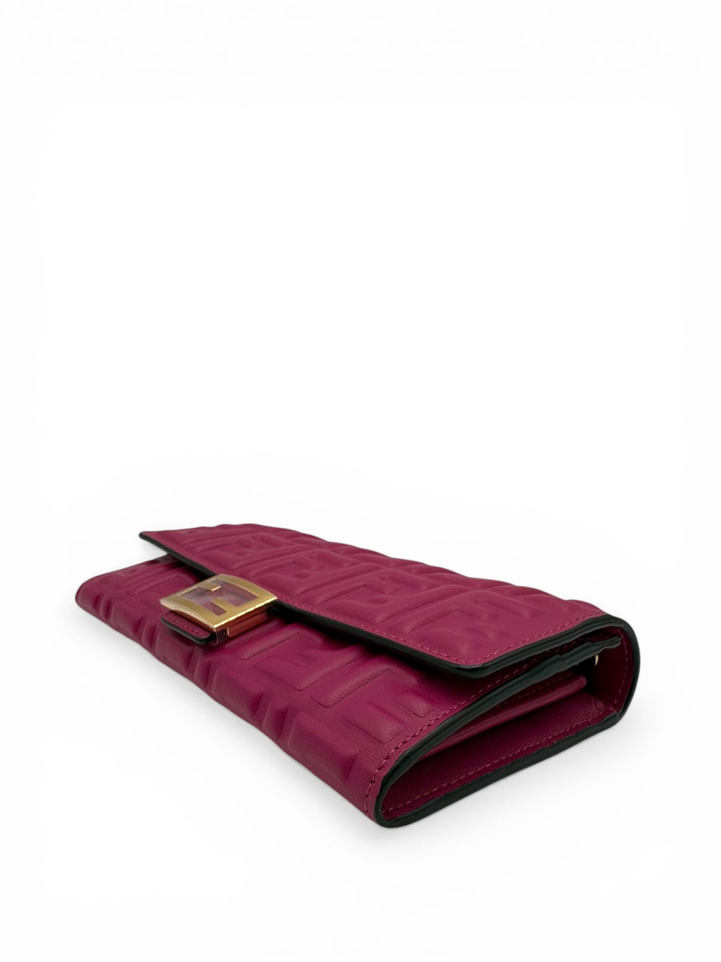 FENDI BAGUETTE ROSE PURPLE LAMBSKIN WALLET ON CHAIN