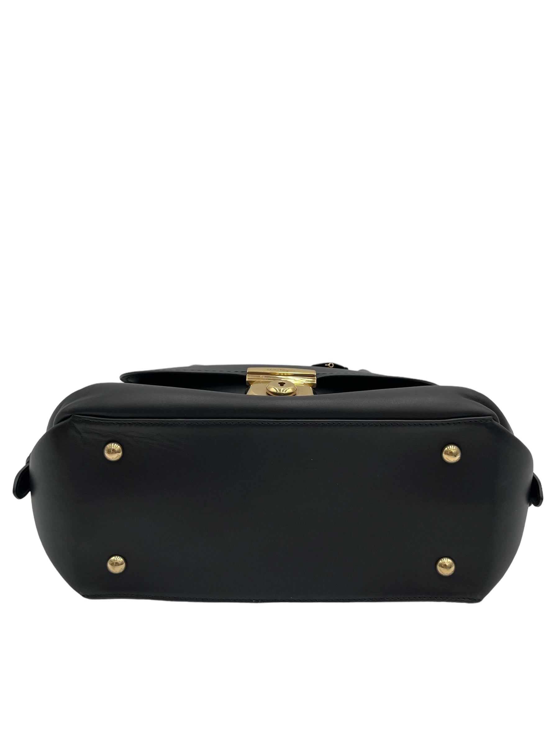 FERRAGAMO CALFSKIN FIAMMA BAG BLACK