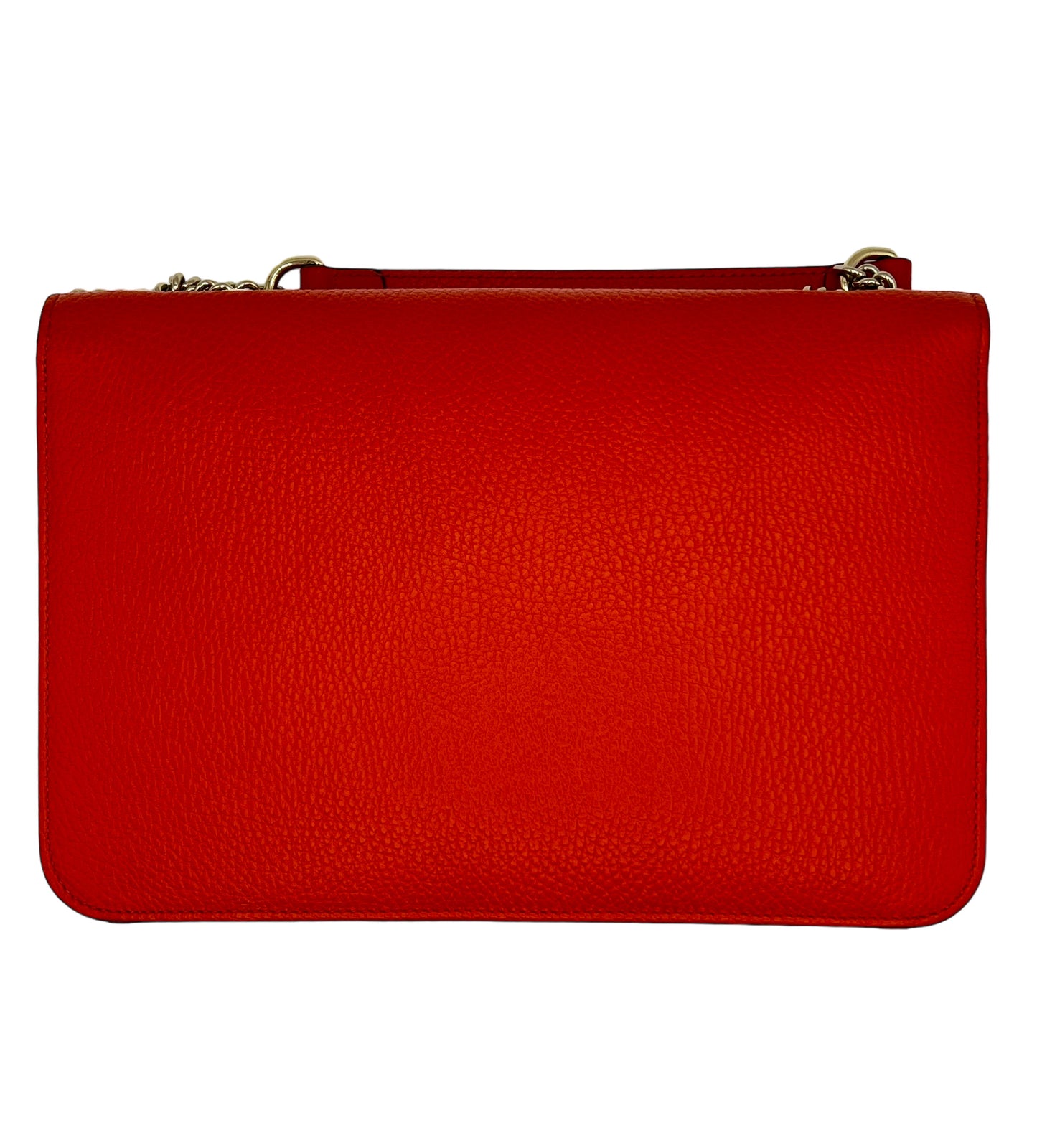 GUCCI DOLLAR CALFSKIN SMALL INTERLOCKING GG SHOULDER BAG ORANGE