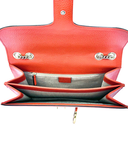 GUCCI DOLLAR CALFSKIN SMALL INTERLOCKING GG SHOULDER BAG ORANGE