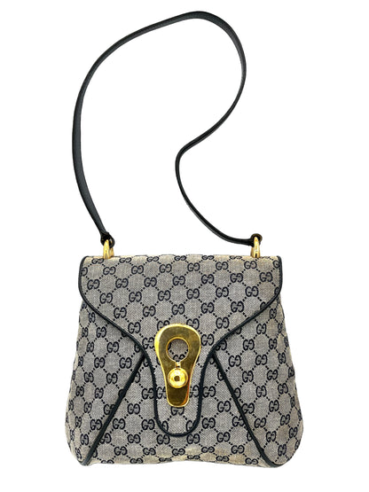 GUCCI BLUE GUCCISSIMA VINTAGE COATED CANVAS SHOULDER BAG