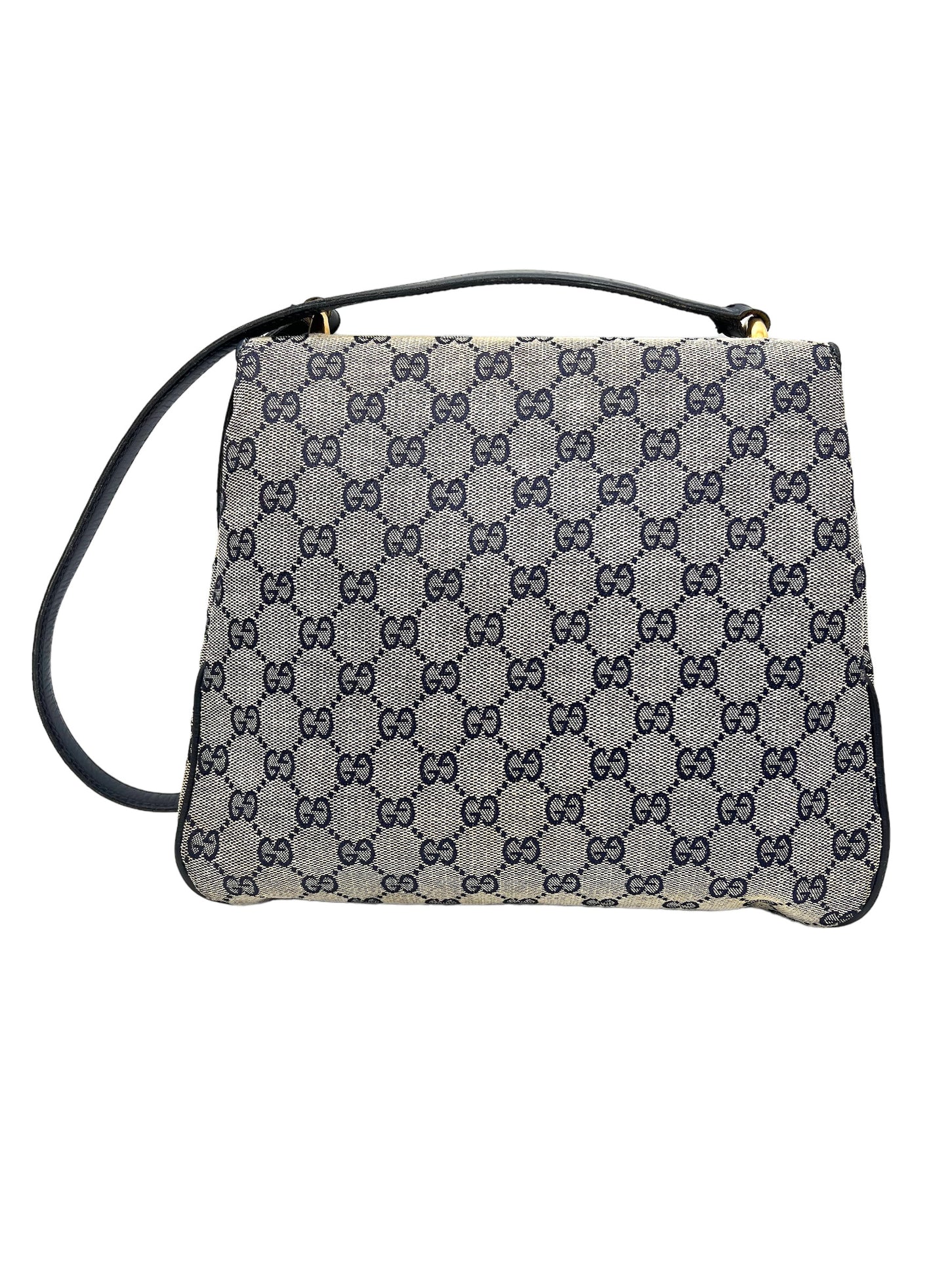 GUCCI BLUE GUCCISSIMA VINTAGE COATED CANVAS SHOULDER BAG