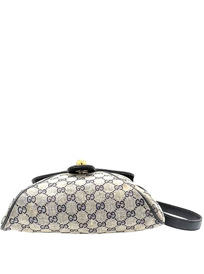 GUCCI BLUE GUCCISSIMA VINTAGE COATED CANVAS SHOULDER BAG