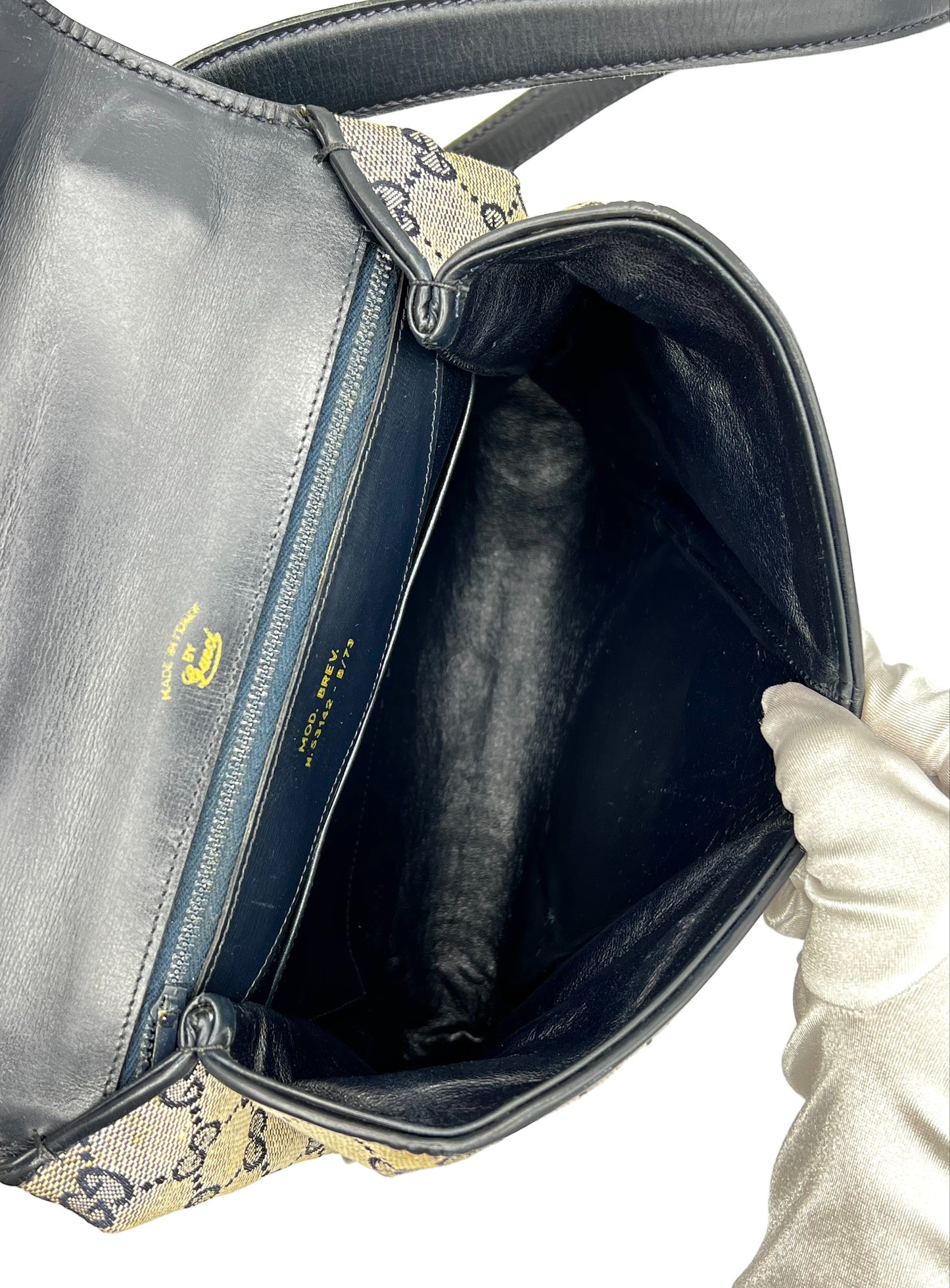 GUCCI BLUE GUCCISSIMA VINTAGE COATED CANVAS SHOULDER BAG