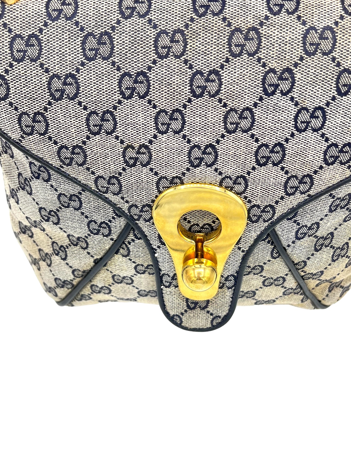 GUCCI BLUE GUCCISSIMA VINTAGE COATED CANVAS SHOULDER BAG