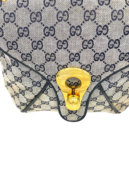 GUCCI BLUE GUCCISSIMA VINTAGE COATED CANVAS SHOULDER BAG