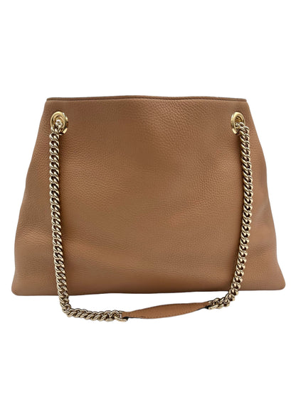 GUCCI SOHO CHAIN STRAP SHOULDER BAG LEATHER CARMEL