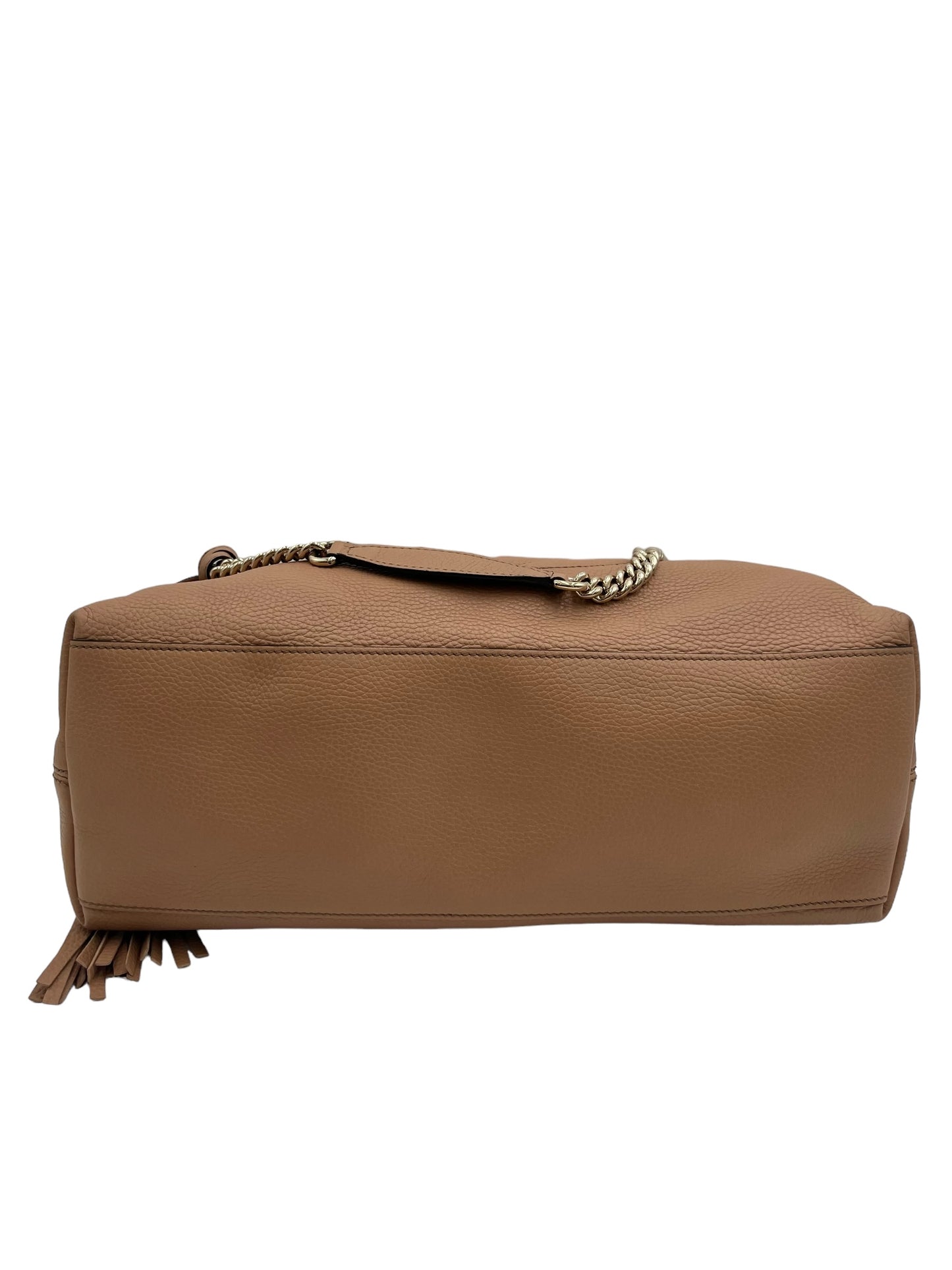 GUCCI SOHO CHAIN STRAP SHOULDER BAG LEATHER CARMEL
