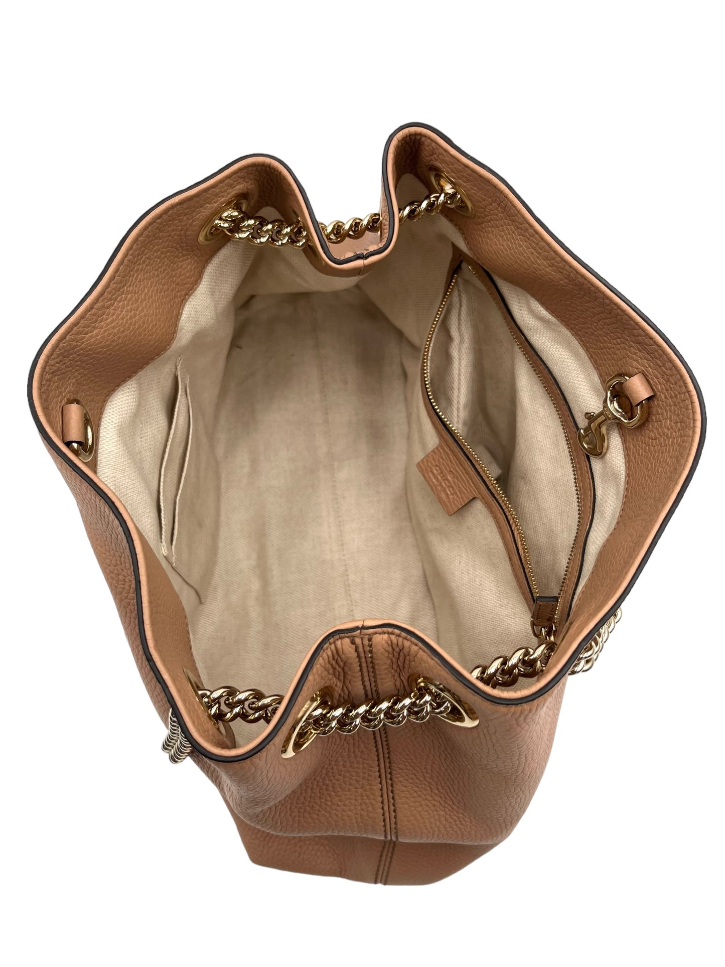 GUCCI SOHO CHAIN STRAP SHOULDER BAG LEATHER CARMEL