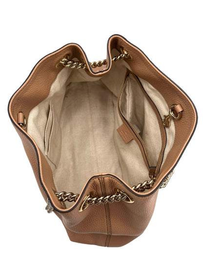 GUCCI SOHO CHAIN STRAP SHOULDER BAG LEATHER CARMEL