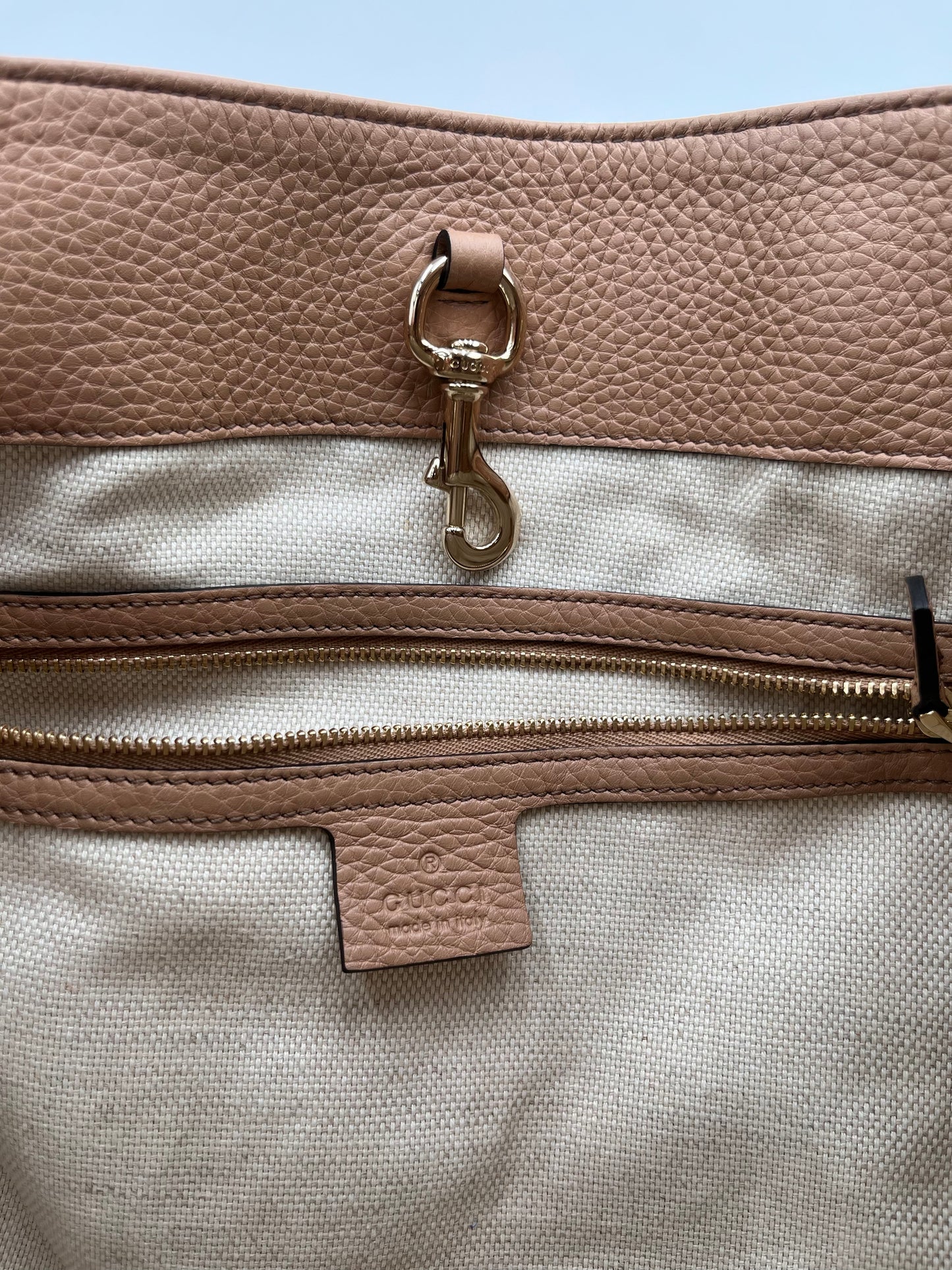 GUCCI SOHO CHAIN STRAP SHOULDER BAG LEATHER CARMEL