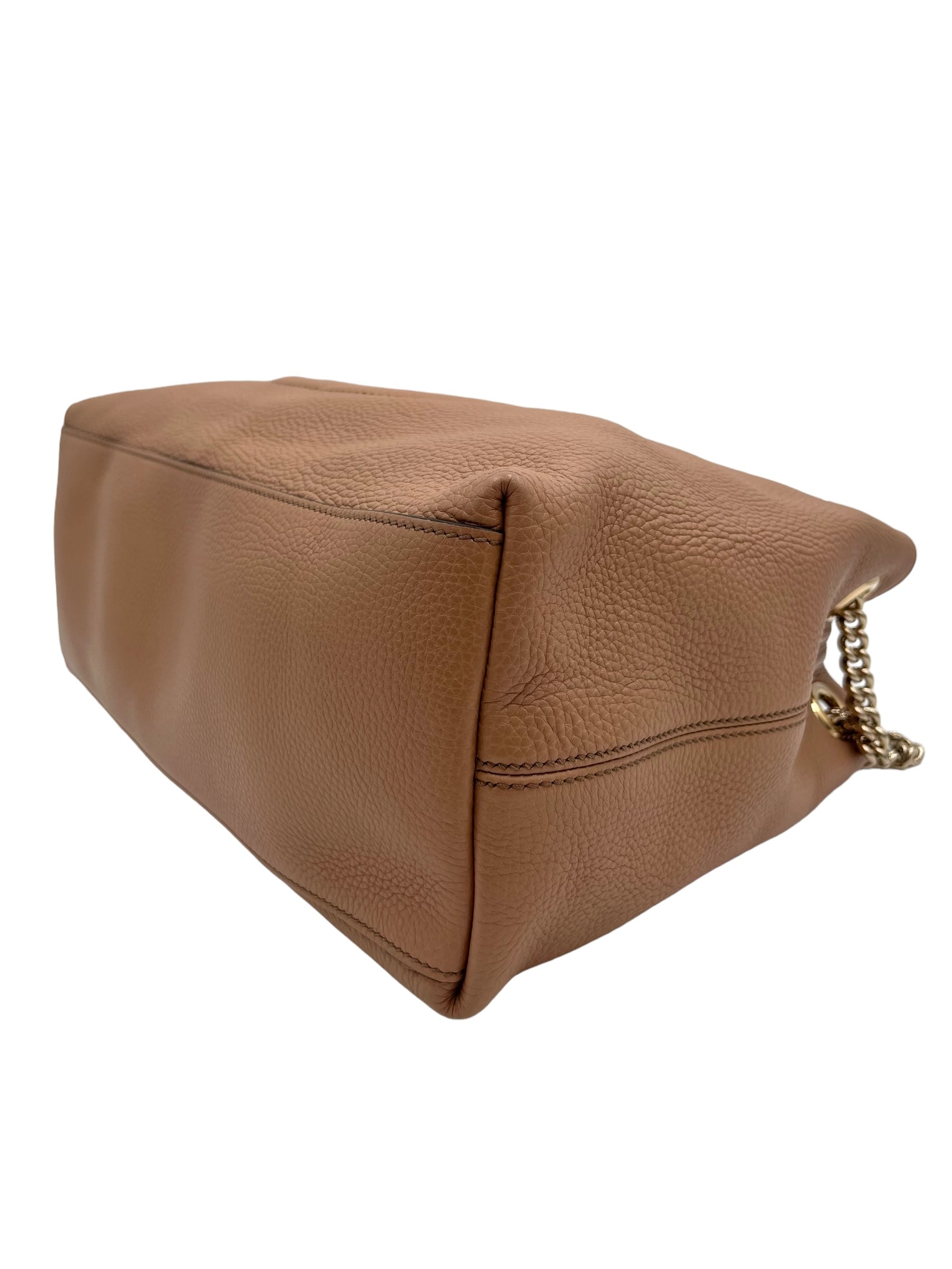 GUCCI SOHO CHAIN STRAP SHOULDER BAG LEATHER CARMEL