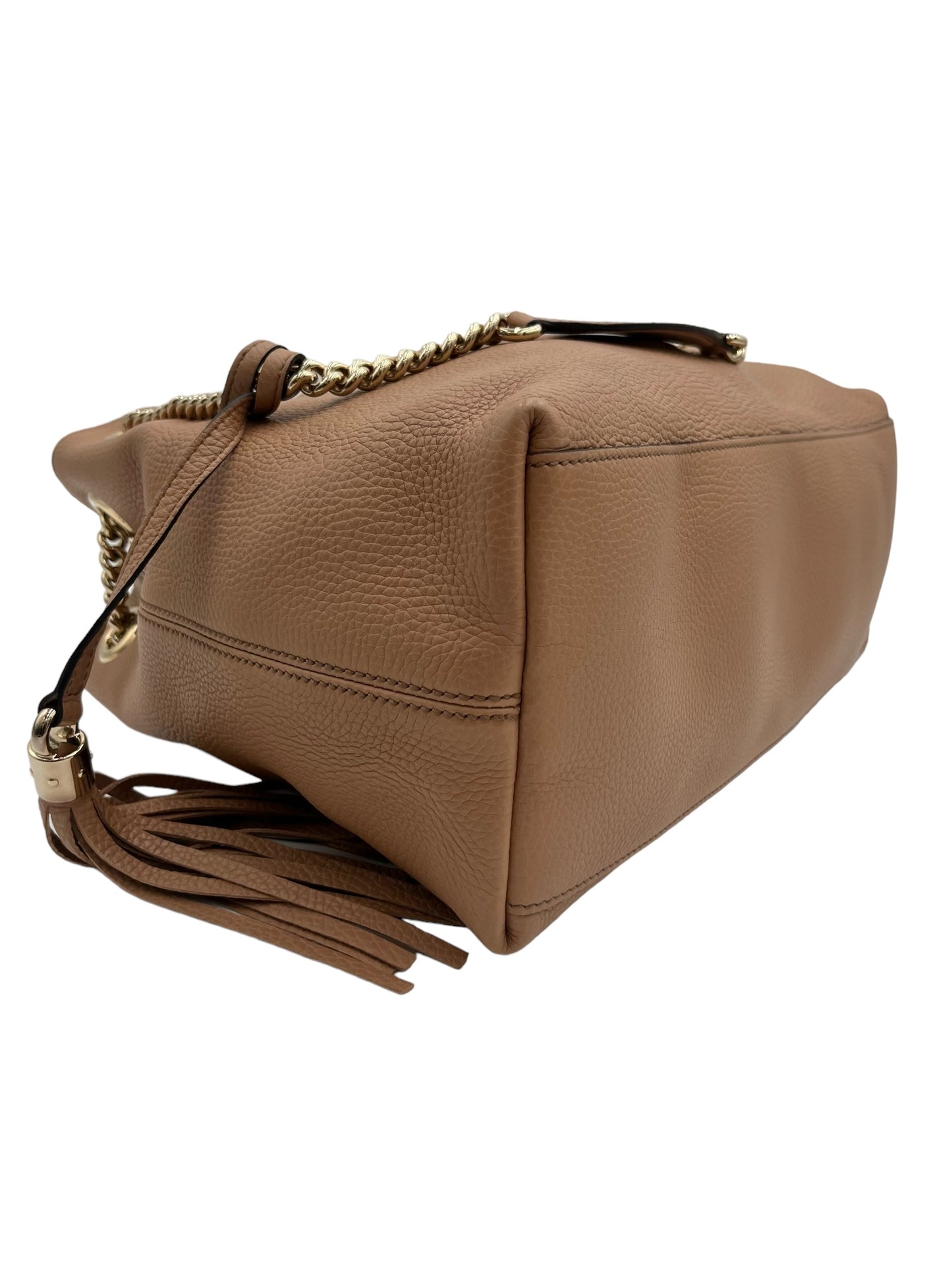 GUCCI SOHO CHAIN STRAP SHOULDER BAG LEATHER CARMEL