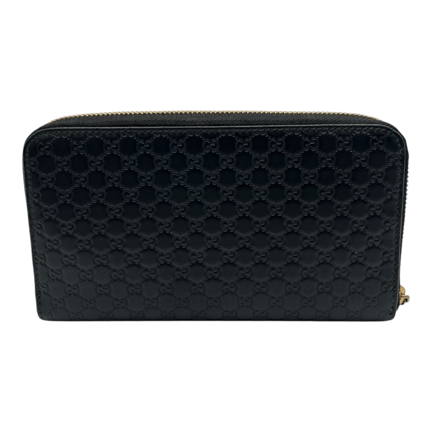 GUCCI GG BLACK LEATHER ZIPPY LONG WALLET