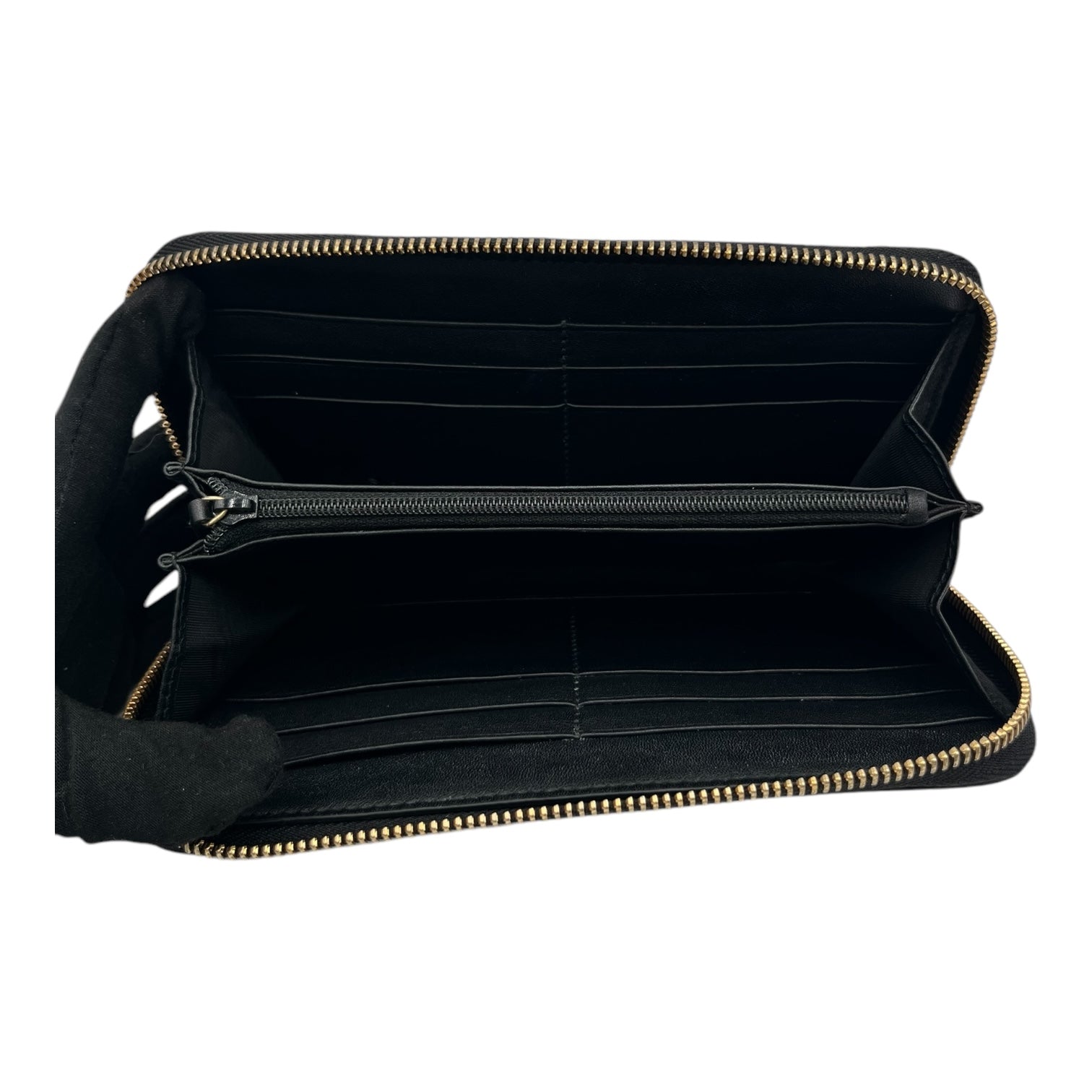 GUCCI GG BLACK LEATHER ZIPPY LONG WALLET