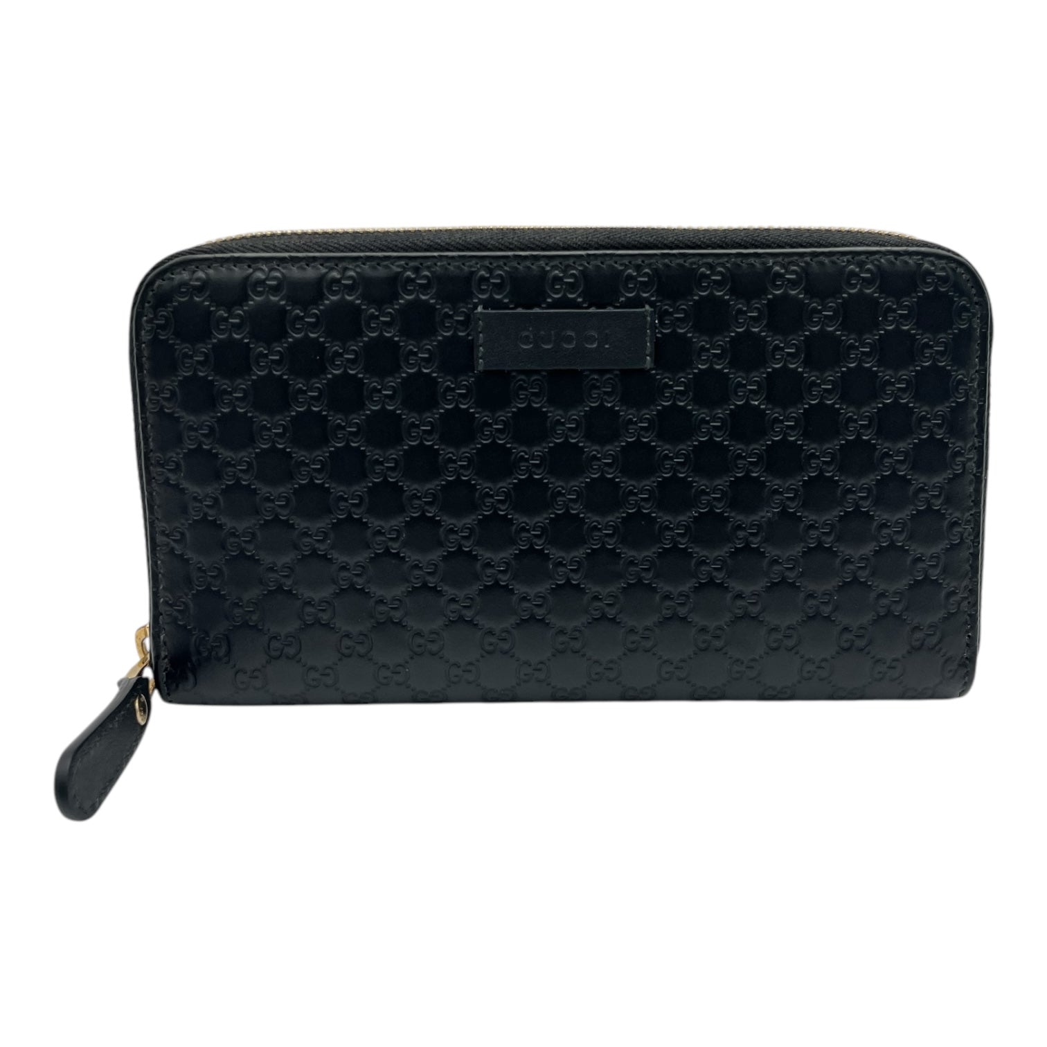 GUCCI GG BLACK LEATHER ZIPPY LONG WALLET